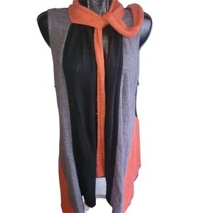 Miss Nikky Multicolor Sleeveless Vest Cardigan With Scarf Neckline L